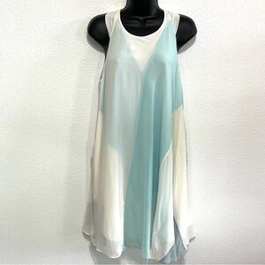REISS Woman100% Silk Two Tone White Light Blue LuLu  Dress Size 4